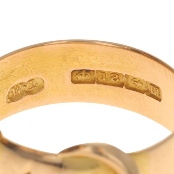 Yellow Gold Diamond Victorian Starburst Buckle Band - 18k Old Mine Antique Ring - Picture 6 of 6